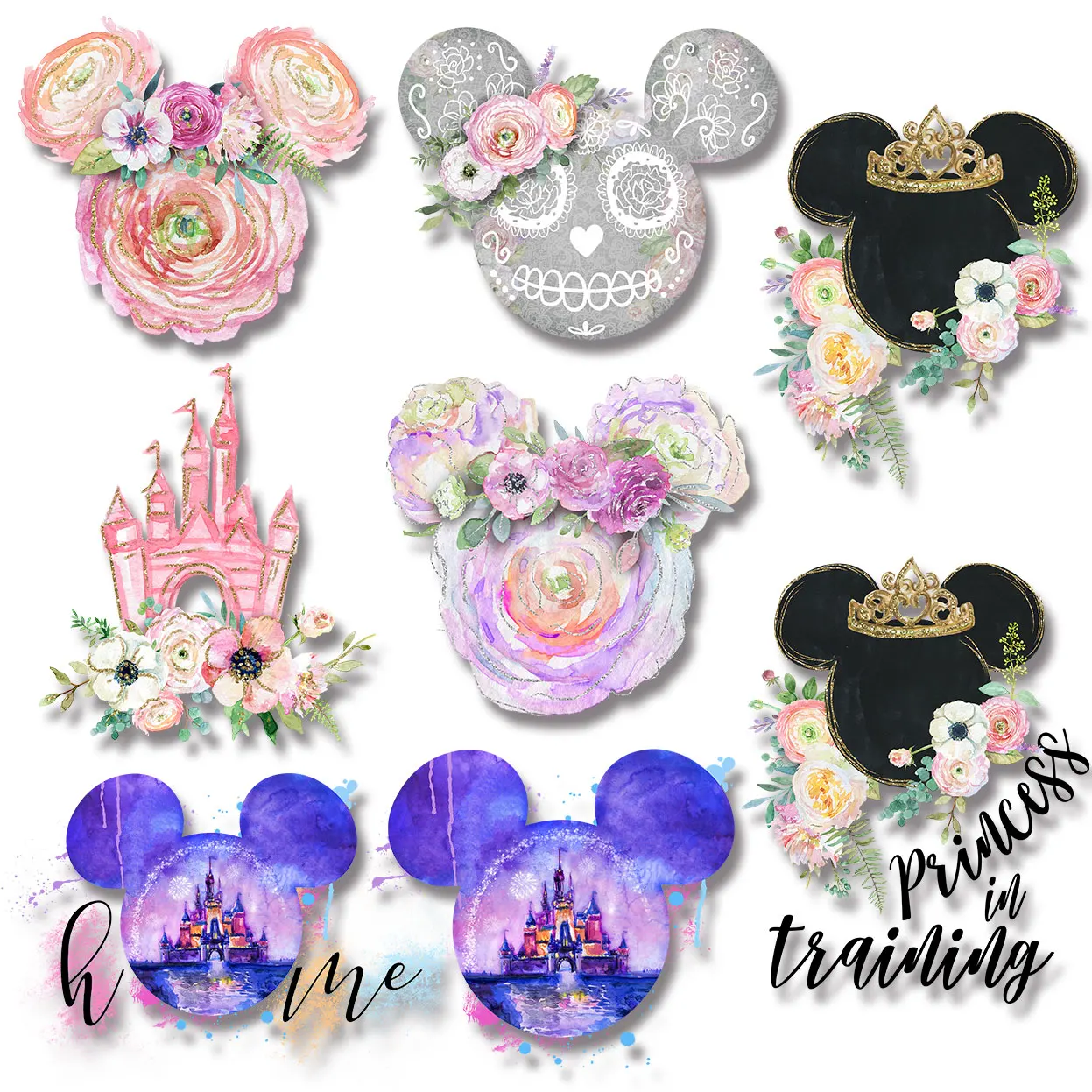 

Mickey Ears Castle Iron-on Transfers Garment Accessories Thermal Transfers Decals Patch Vinyl Sticker For Clothes