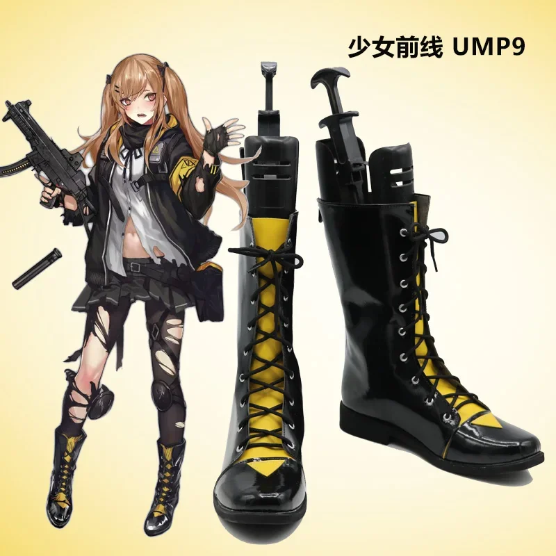 Girls Frontline UMP9 Cosplay Shoes Halloween Carnival Boots Cosplay Prop PU Leather Shoes Custom Made