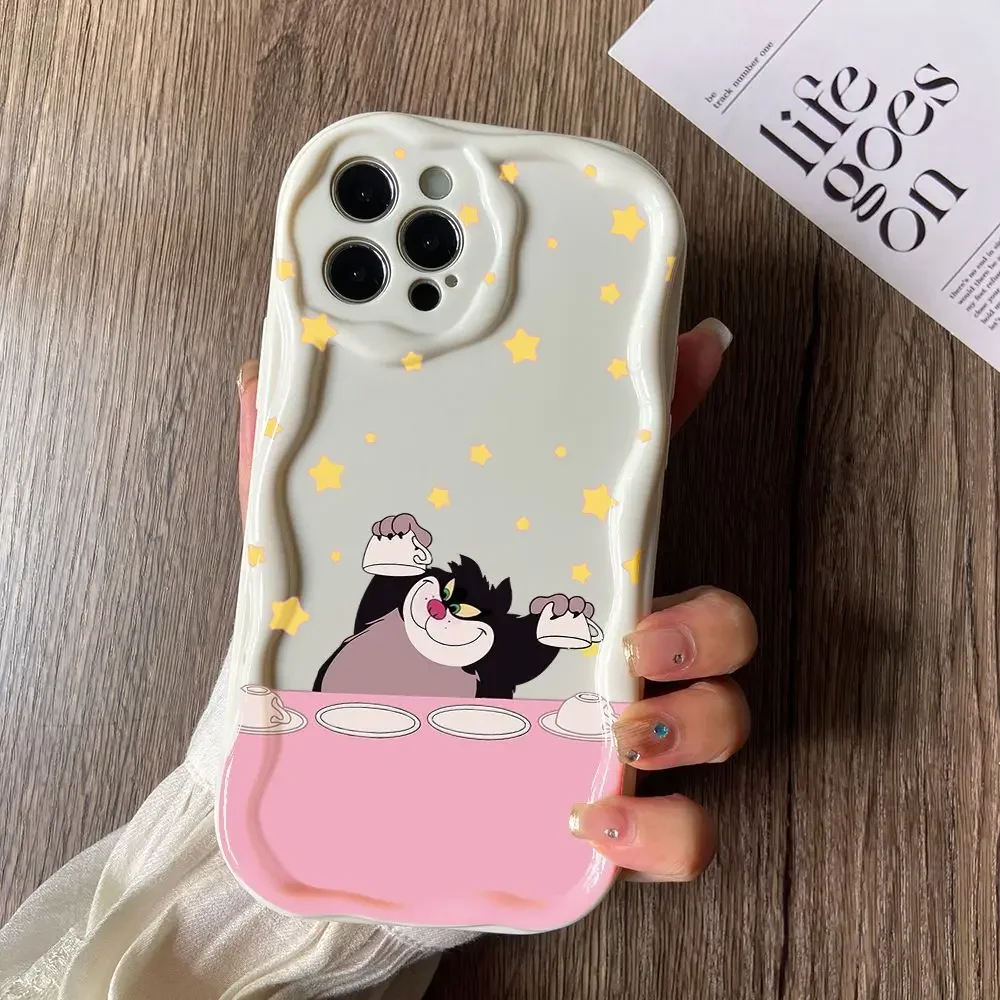 New Lucifer Cat Phone Case for iPhone 16 15 14 Plus 13 12 Mini 11 Pro Max X Xs XR 7 8 3D Creamy Wave Soft Cover