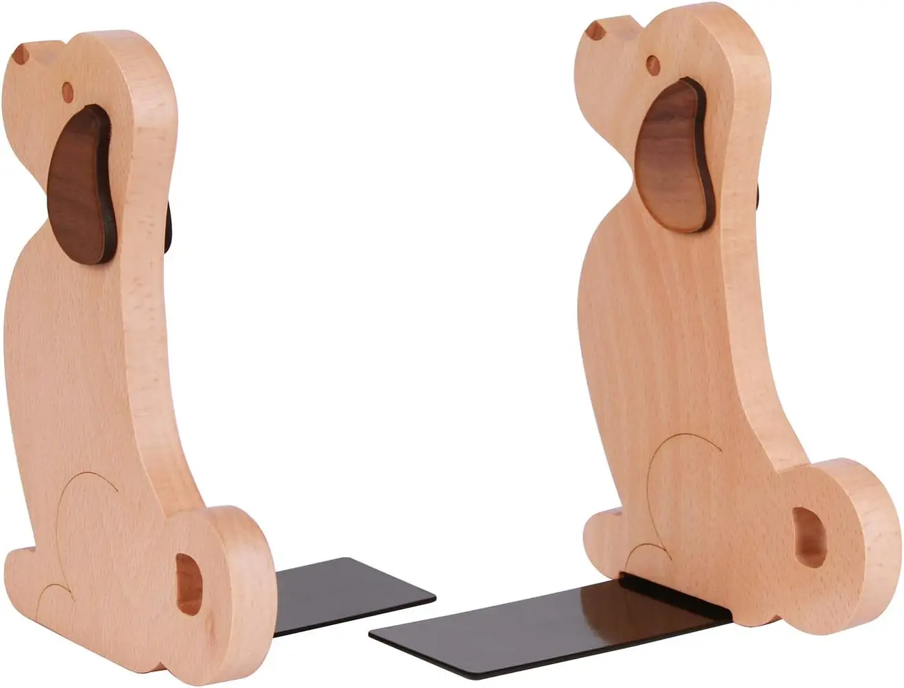 

Wooden Puppy Dog Bookends for Kids, Decorative Book Ends for Shelves Office with Non-Slip Pads