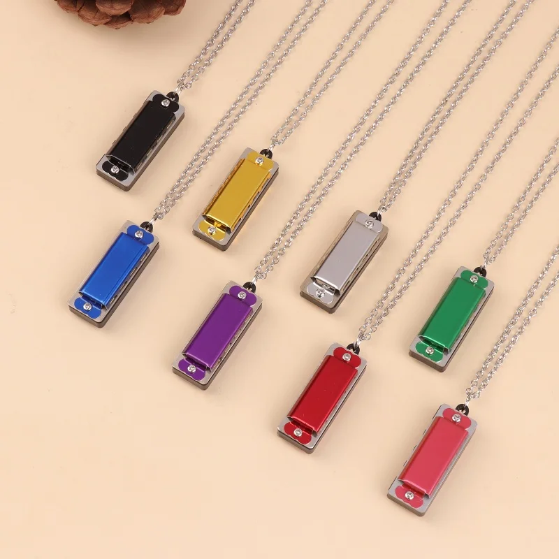 New 4-Hole 8-Tone Mini Necklace Harmonica Musical Instrument Toys For Kids Children's Elementary School Entrance Music Toy Gift view 5