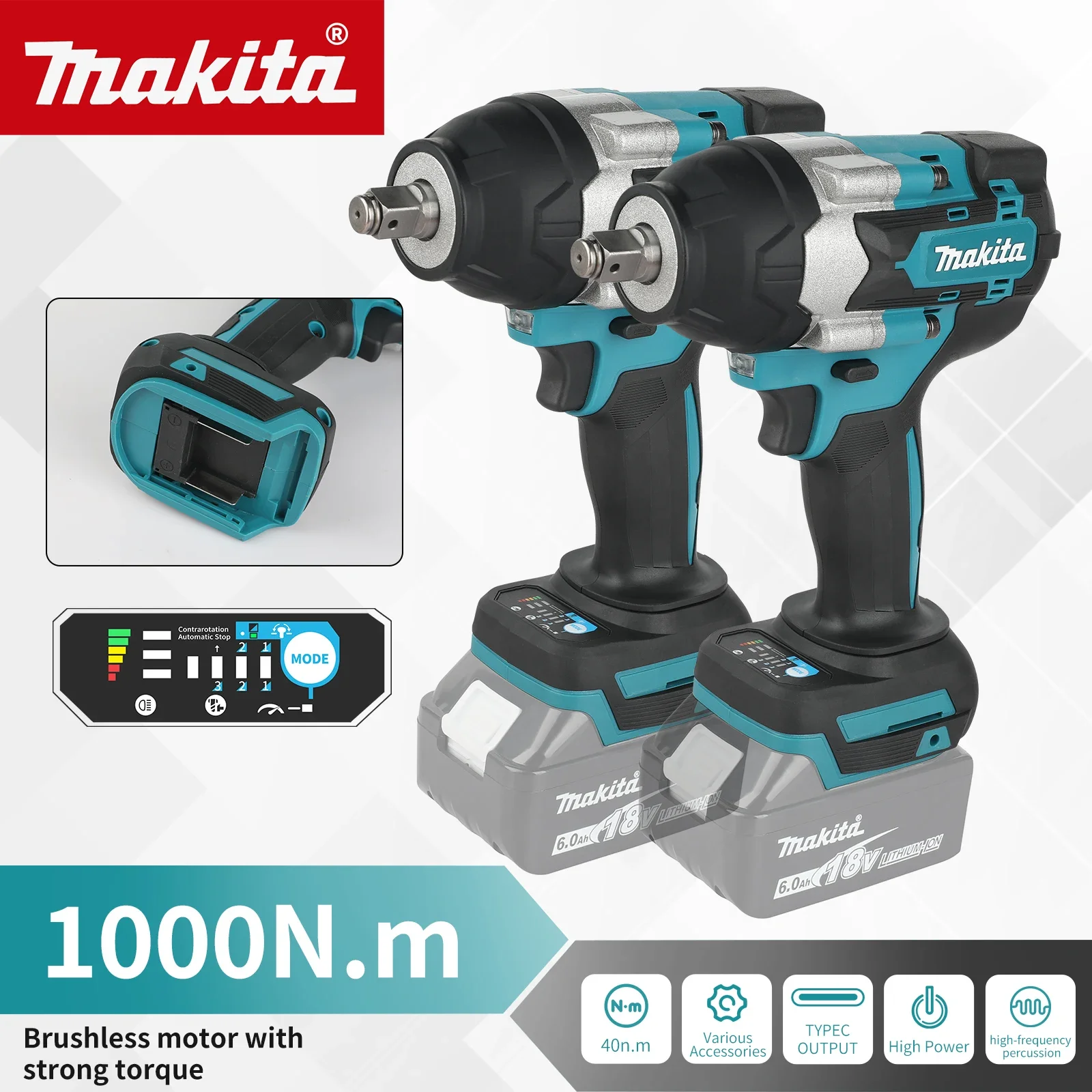 cle-a-chocs-makita-dtw700-18v-sans-balais-couple-de-travail-de-700nm-poignee-en-caoutchouc-absorbant-les-chocs-outils-manuels-de-construction-robustes