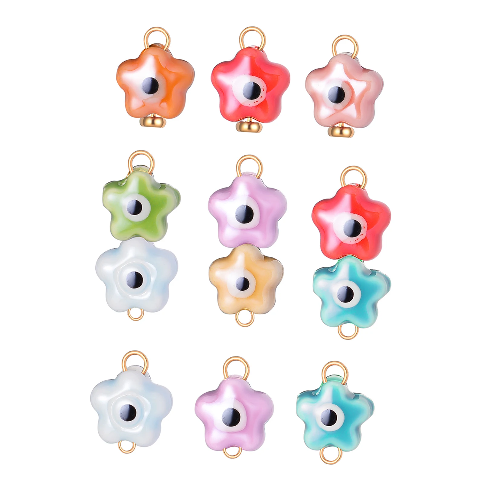 

8Pcs Mix Colorful Ceramic Star Charms Lucky Evil Eye Connectors for DIY Stainless Steel Jewelry Making Accessories Wholesale