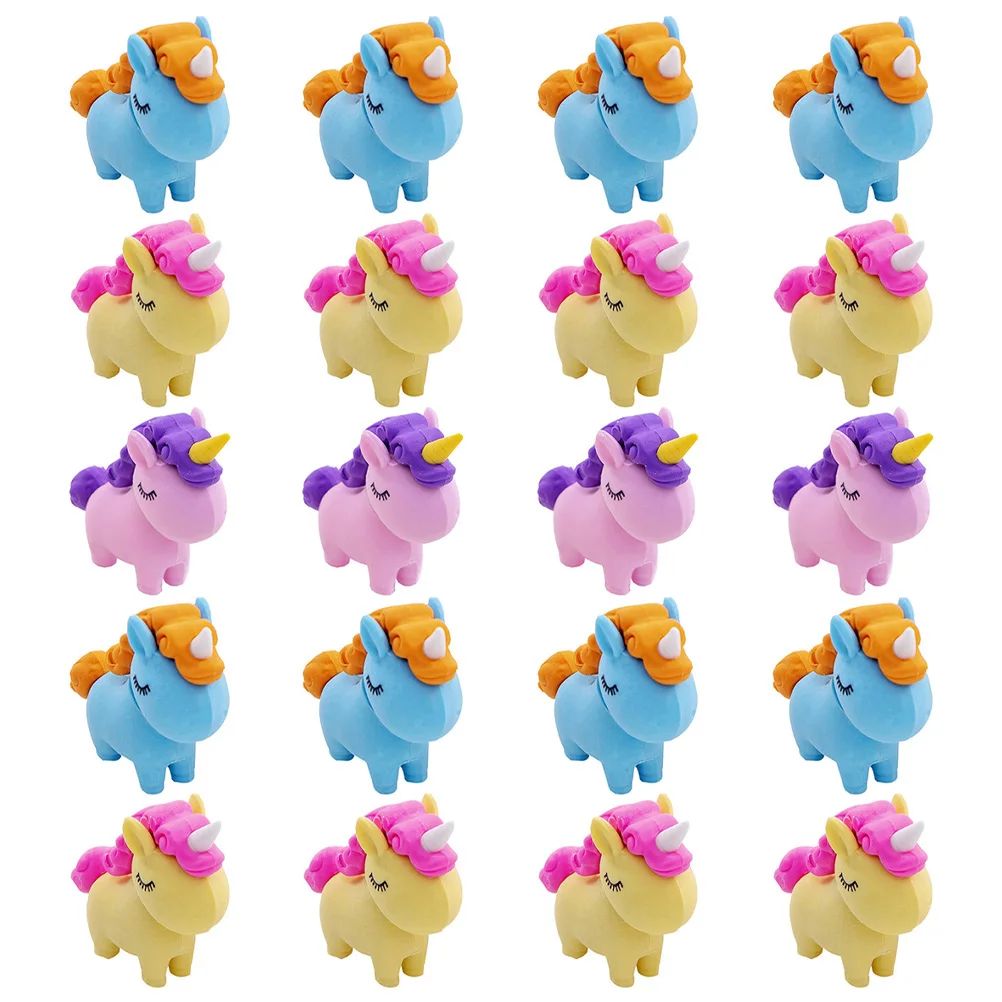 

30 Pcs Unicorn Eraser Mixed Color Erasers Mini Easy to Store School Cute Plastic