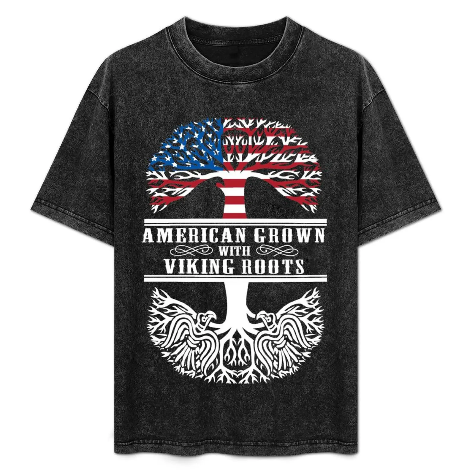 

American grown with Viking roots T-Shirt Gym Wear Breathable Short Sleeve Tee