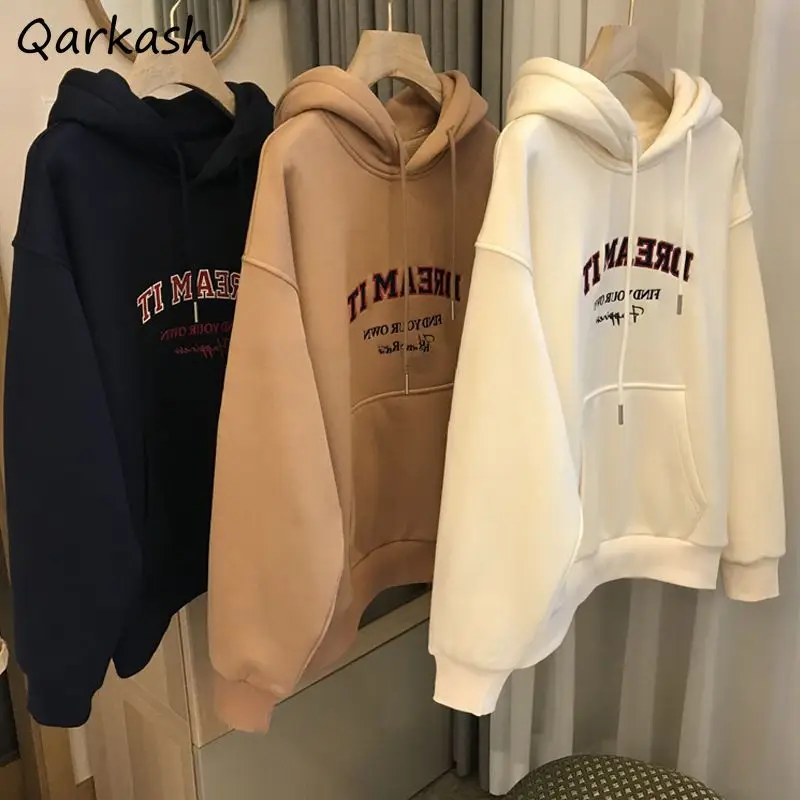 

American Hoodies Women Letter Vintage Thicken Popular Vibe Leisure Loose Design BF Unisex Harajuku Chic Comfortable High Street