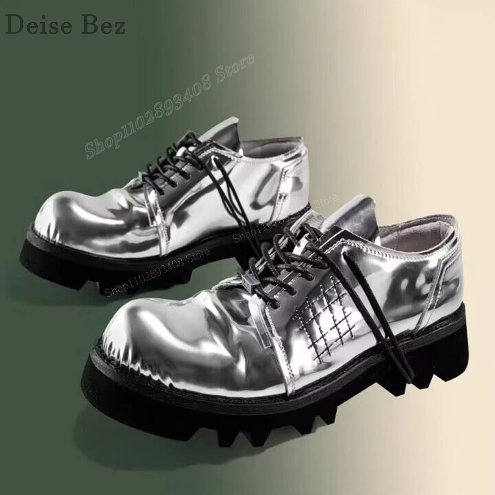 

Sliver Cool Style Men Casual Shoes Glitter Round Toe Lace up New Design Flat with Women Shoes 2023 Fashion Zapatos Para Mujere