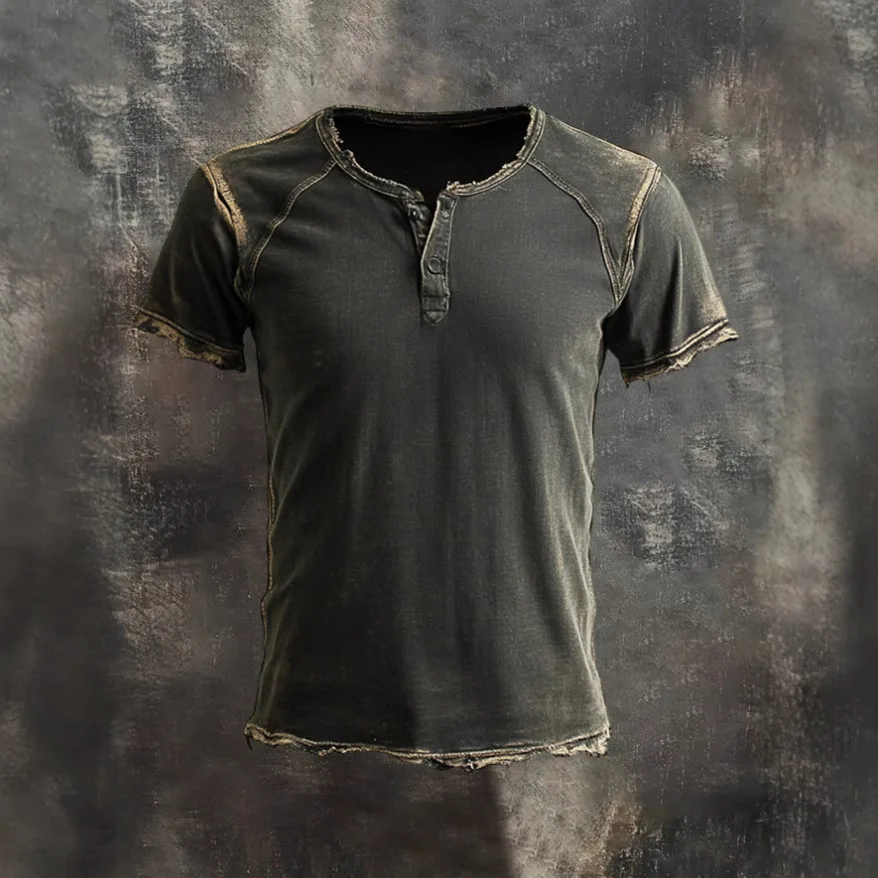 New Pullover Men's Retro Washing Water Old Rough Edge Short Sleeve T-shirt Top 2026 Fashion New Spring And Summer