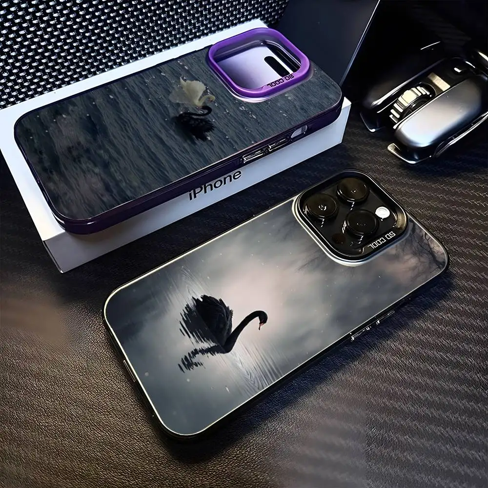 

Swan Photography Phone Case For iPhone17,16,15,14,13,12,11 Plus,Pro Max Purple Matte Shockproof Cover
