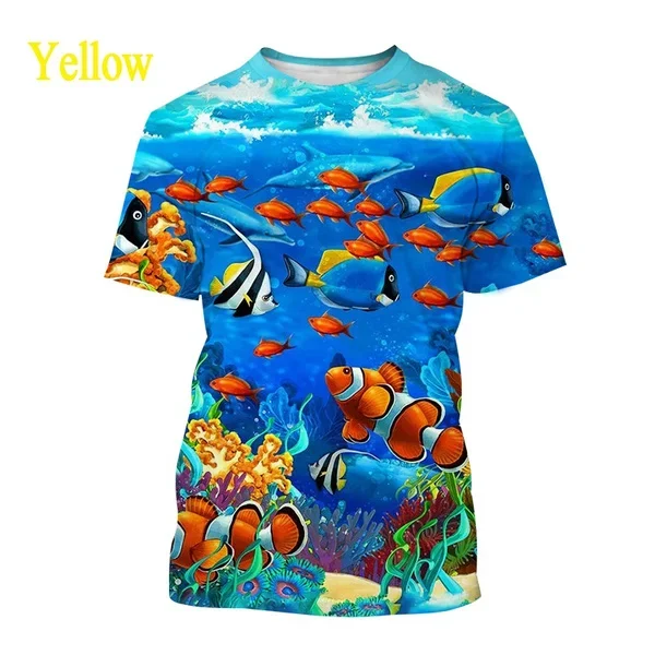 Hot Sale New Summer Colorful Fish 3D Printed T-shirts Unisex Cool Breathable Tropical Coral Reef T-shirt