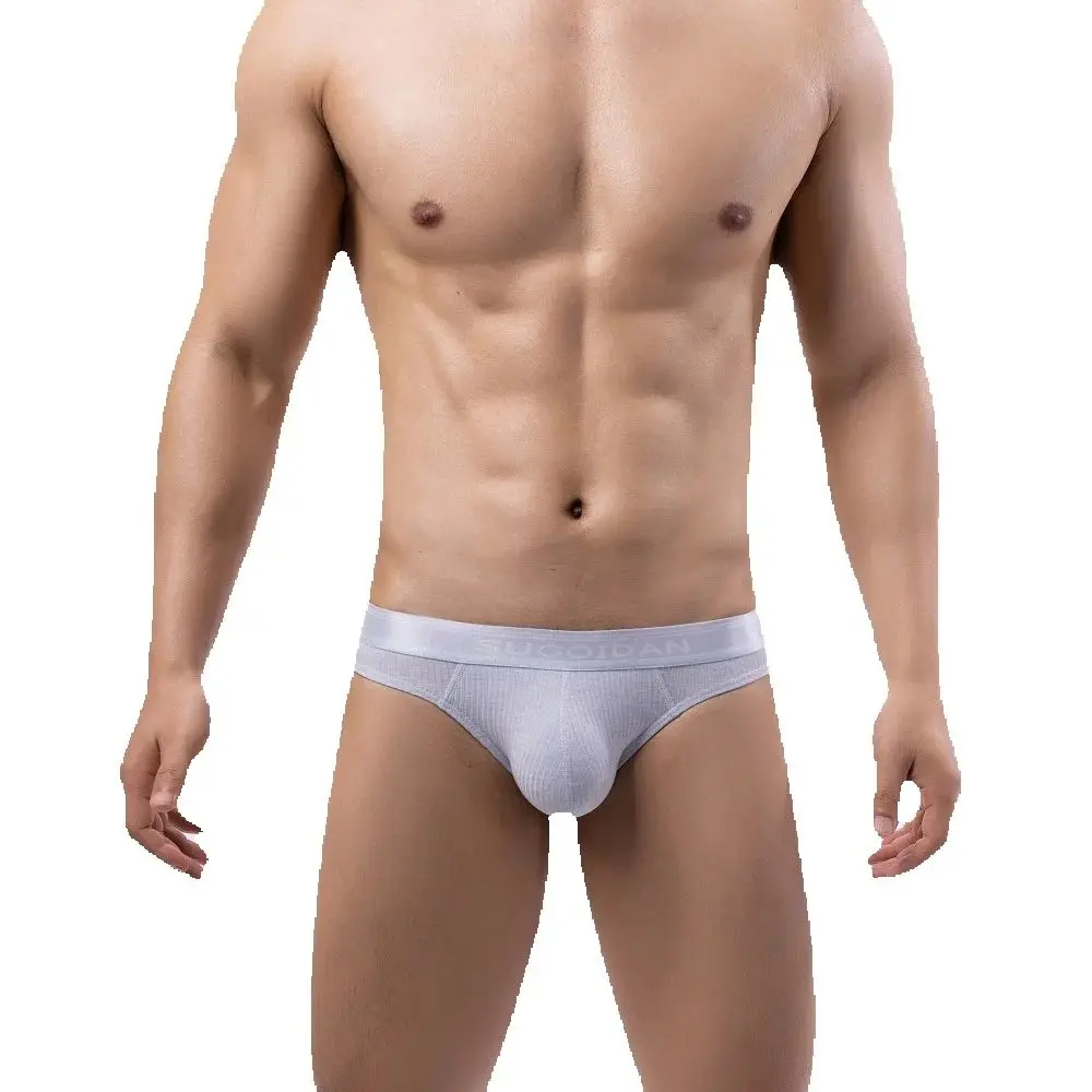 Ribbed Modal Briefs for Men Sexy U Convex Pouch Underwear Comfort Breathable Panties Soft Low Rise Underpants Elastic Daily Wear