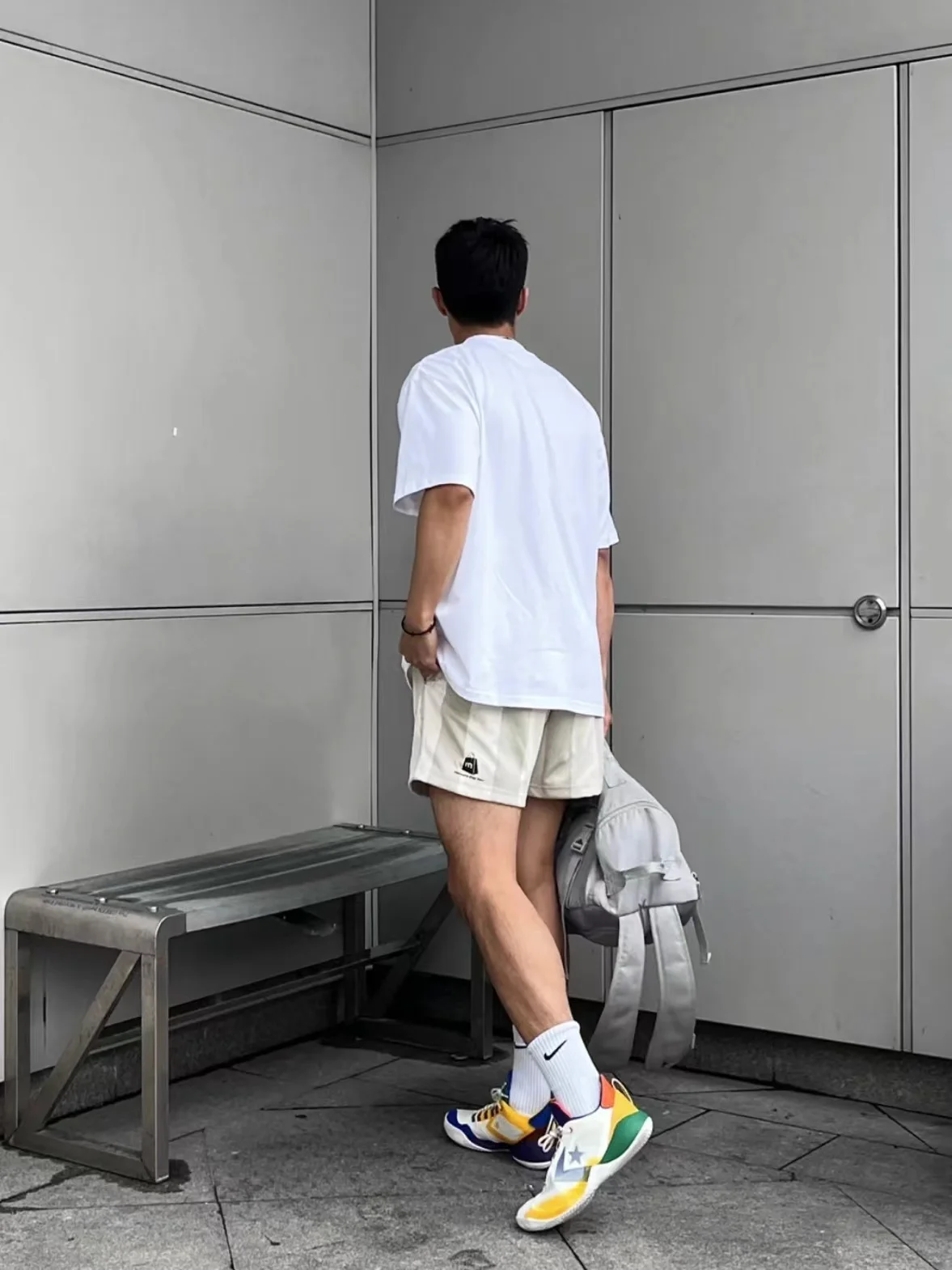 

American Street Sle Color Blo Stripe Me Print Dstring Four Quarter Knee High Men's Heavyweight Casual Sports orts