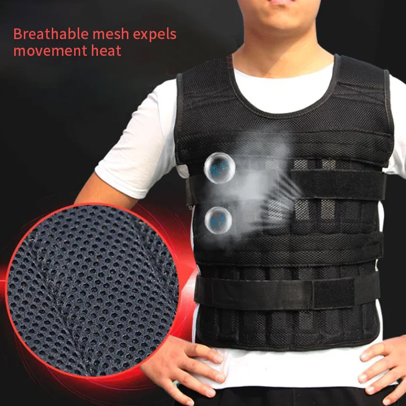 New 15/35KG Adjustable Loading Weight Vest Boxing Training Jacket Gym Fitness Equipment Running Workout Waistcoat Sand Clothing