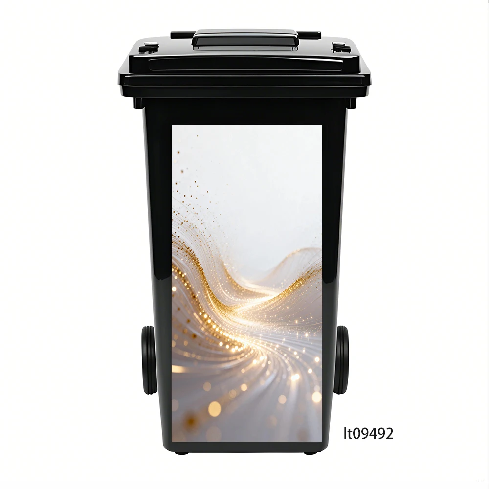 Cosmic Galaxy Nebula Trash Can Sticker, Glowing Abstract Design Waterproof Removable Outdoor Garbage Bin Decor view 4