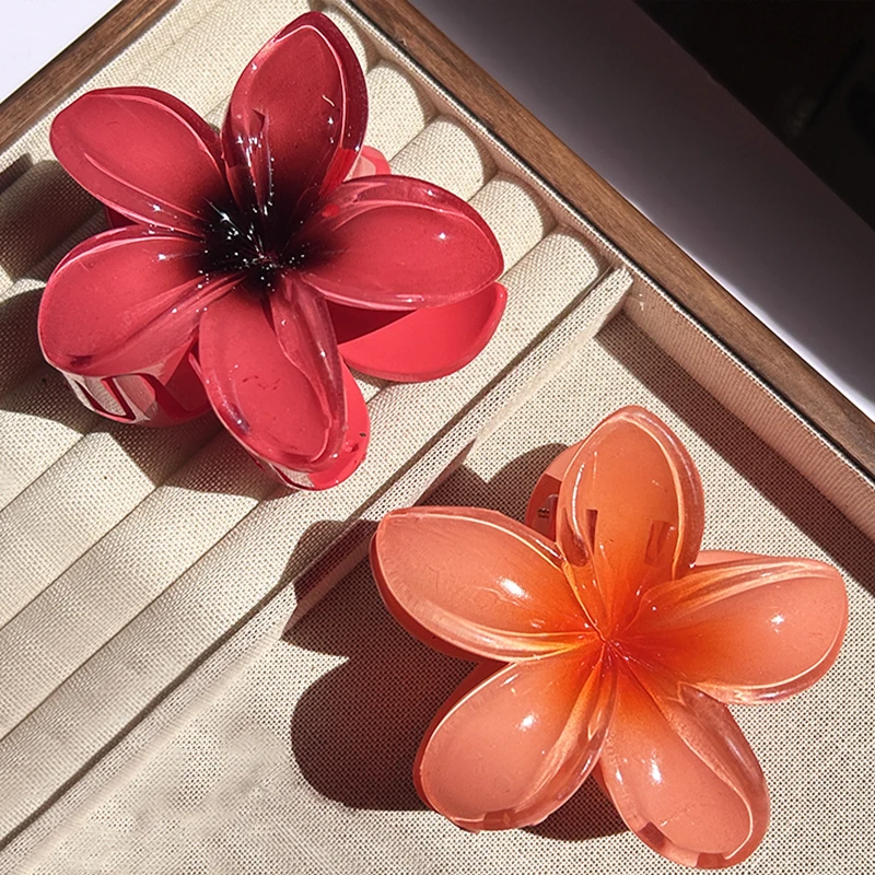 2PCS Fashion Women Flower Hair Clip Set Vacation Bohemia Egg Flower Hair Claw Clamp Barrette Girls Hairpin Hair Accessories Gift