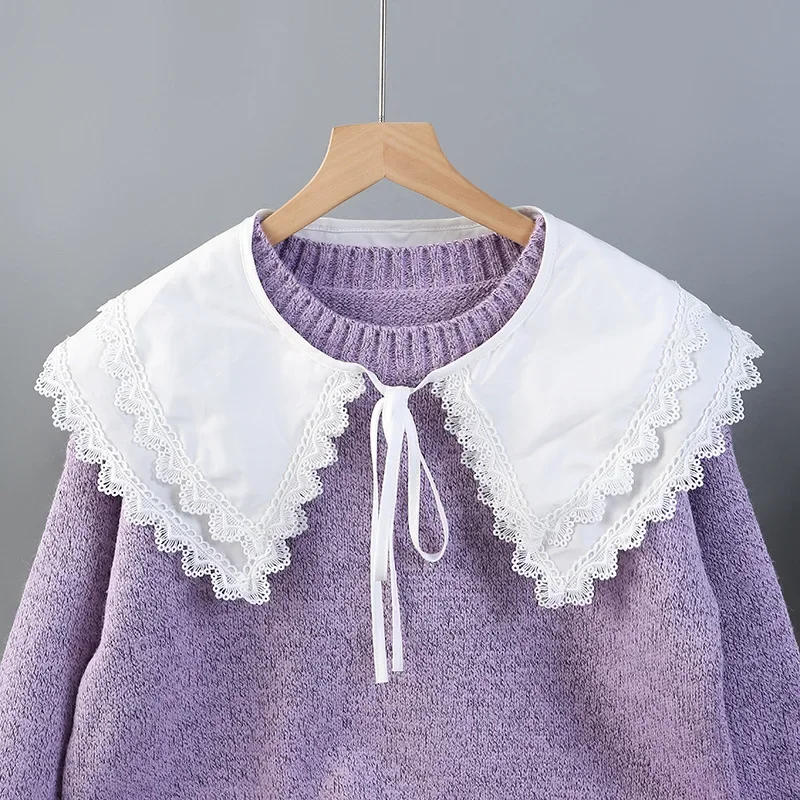 Linbaiway Fake Collar Scarf for Women Shirt Detachable Collars Sweet Lace White False Collar Faux Col Female Nep Kraagie