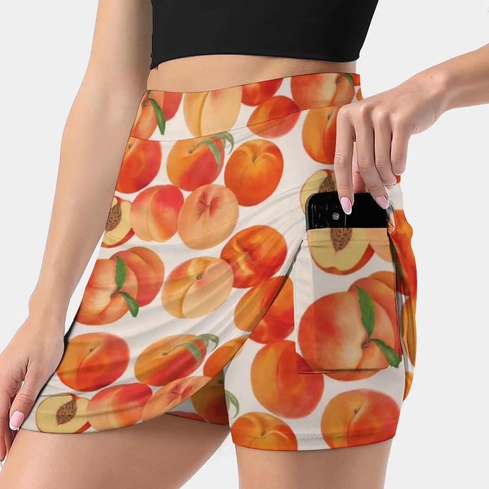 Peaches , Nectarines , Tropical Fruit Women's skirt With Hide Pocket Tennis Skirt Golf Skirts Badminton Skirts Running skirts