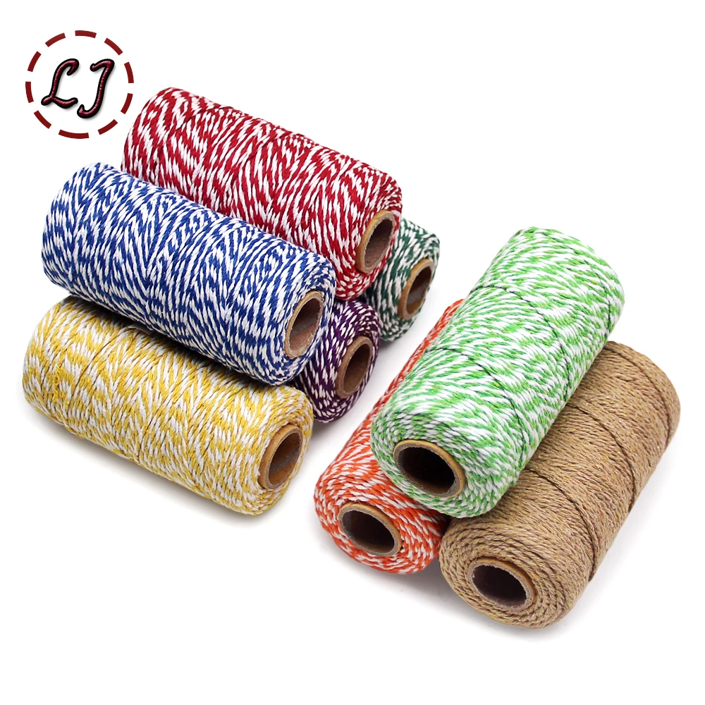 100M/Roll Katoenen Koord Baker Touw Kleurrijke Katoenen Ambachten Touw Macrame Koord String DIY Thuis Textiel Cadeaupapier bruiloft Decor