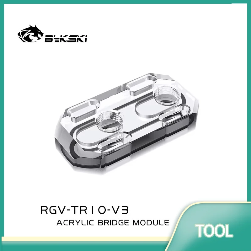 Bykski Acrylic Distro Plate Waterway Board Regulation Module Shift Up and Down 20mm G1/4 Thread /RGV-TR10-V3