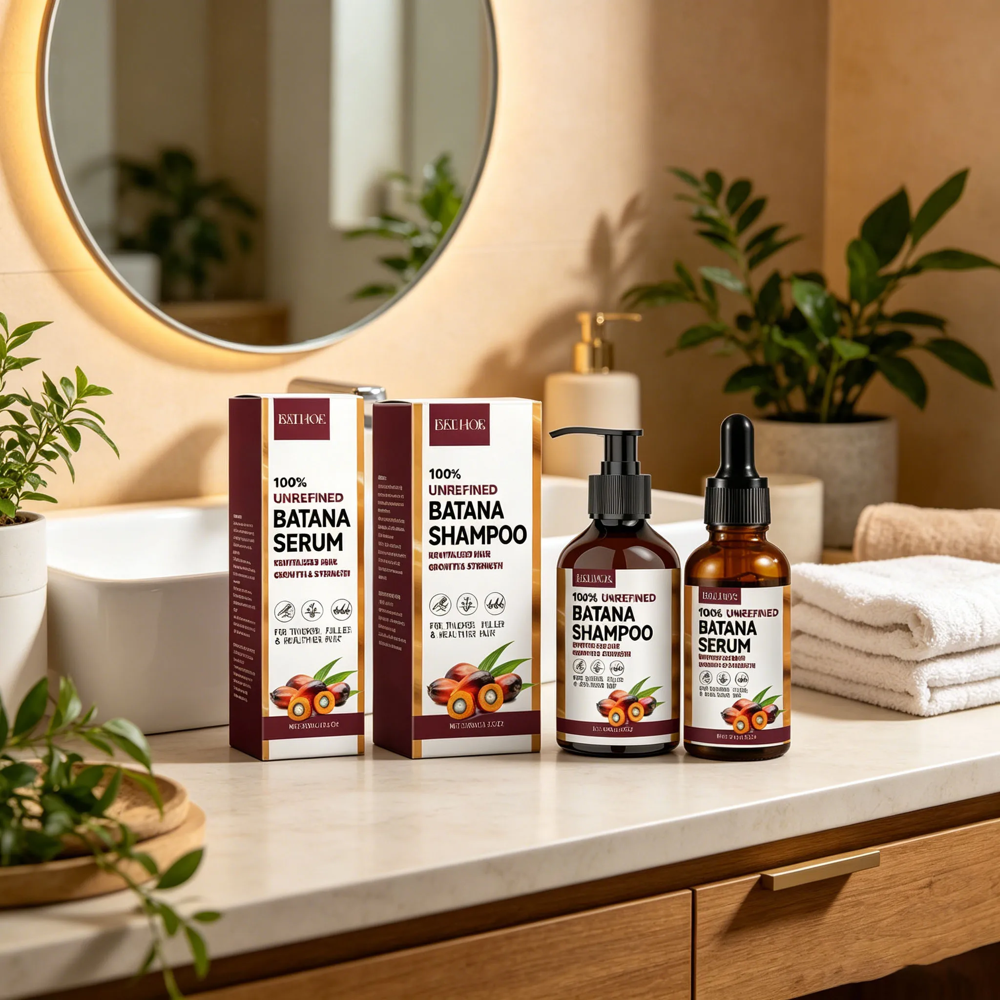 Batana Oil Shampoo Deep Cleaning Moisturizing Smooth Anti Frizzy Repair Damaged Hair Regulate Scalp Oil Regrowth Hair Care Set