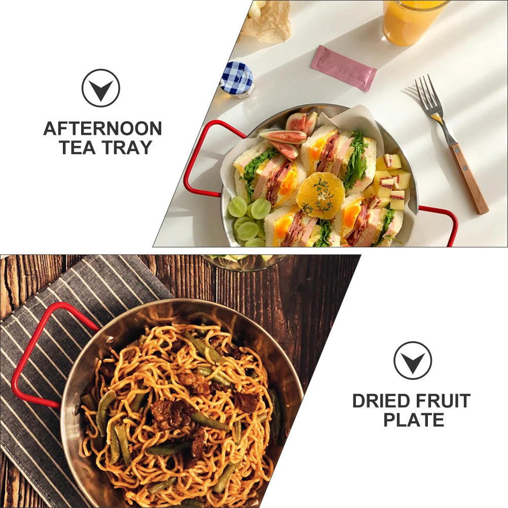 

1Pcs Double Handle Stainless Steel Snack Plate Thickened Bottom Heat Insulation Anti-Scaling Oven Microwave Microwave Safe Tray