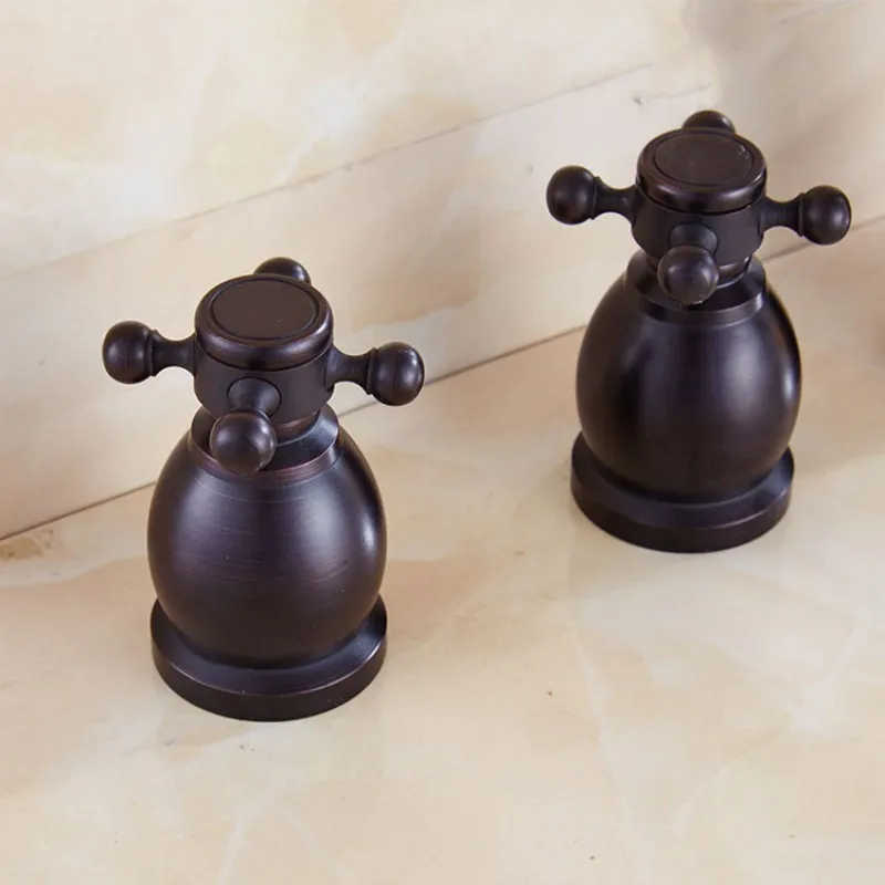 MTTUZK Brushed Black Antique Copper 5 piece Bathtub Faucet Hot Cold Mixer Sink faucet 3 handle 5 hole Bathtub Faucet With Shower