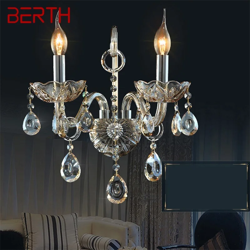 BERTH Indoor Wall Lamps Crystal Fixtures LED European Candle Light Classical for Home Bed Room Lamp