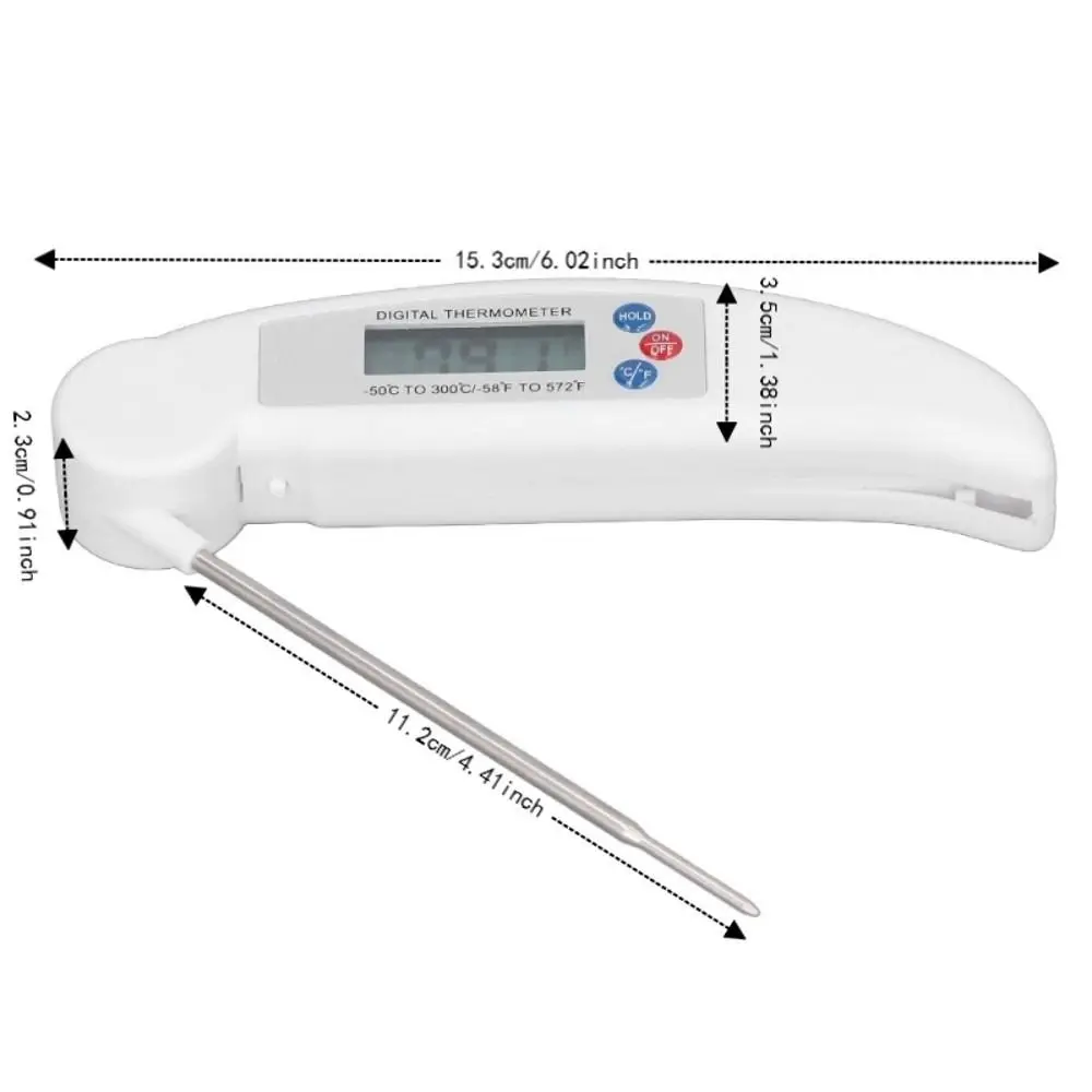 ABS Stainless Steel Digital Food Thermometer White Red Fast Measurement Instant Read Thermometer Calibration Function