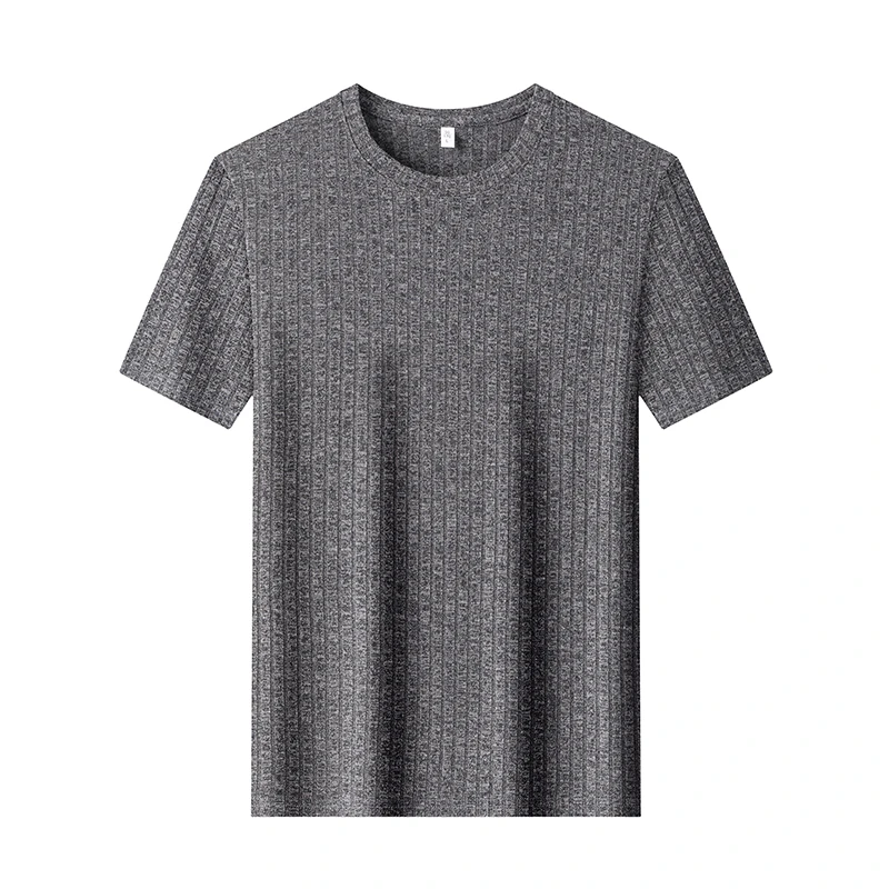 Herren Gestricktes Geripptes Gestreiftes T-Shirt Kurzarm O-Ausschnitt Atmungsaktiver Komfortabler Stoff Sommer Lässig Geschäftlich Tägliche Kleidung – Detail 22