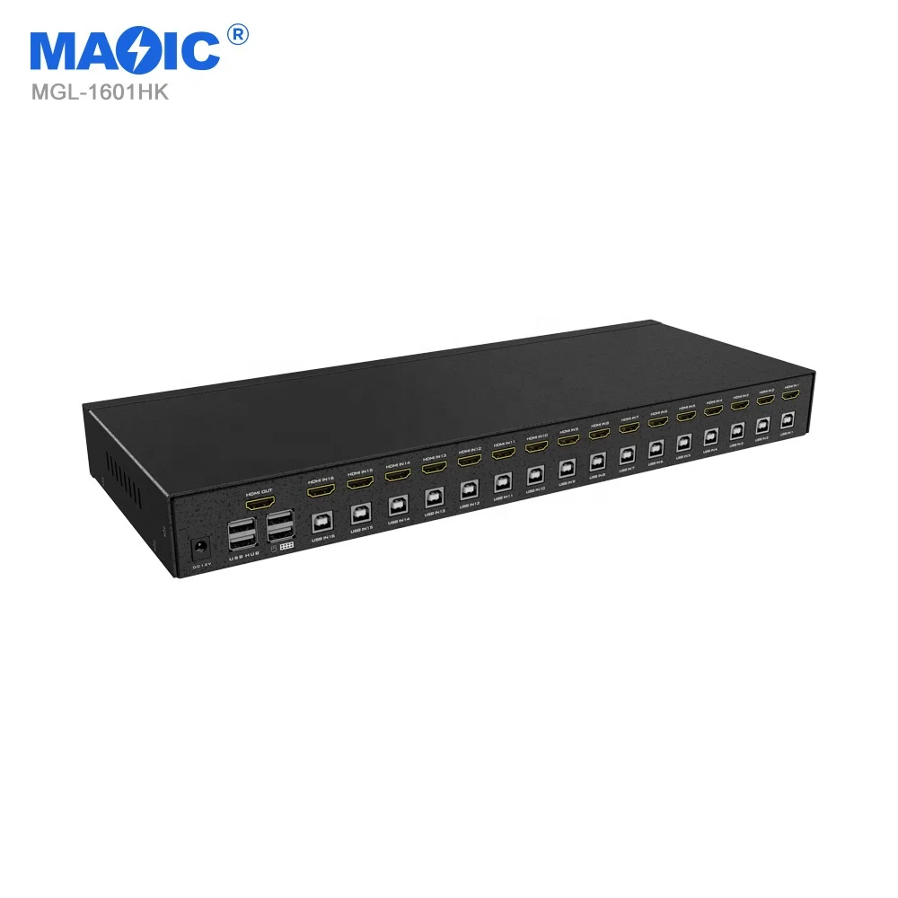 Новинка, KVM-переключатель HDMI 2,0, 4K, 60 Гц, 16 входов, USB-выход для компьютерной мыши, клавиатуры, видеопереключатель с ИК-подсветкой