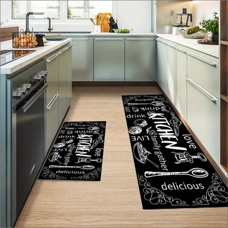 1pc Colored Board Printed Kitchen Floor Mat Household Carpet Non-Slip Door Mats Rug Home Decor