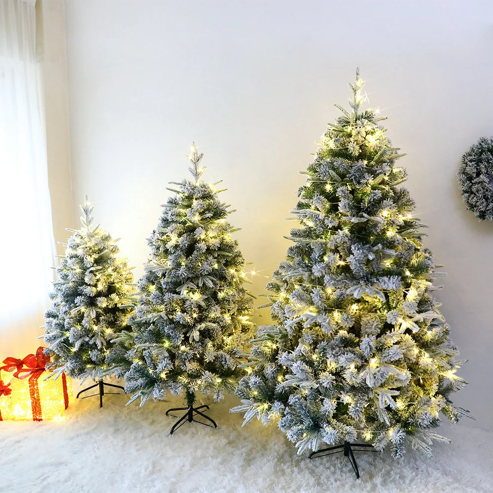 Picture 3: Artificial Christmas Tree PE+PVC Mixed Snow Spray Fusing Christmas Tree 120cm to 210cm Family Christmas Atmosphere Decorations