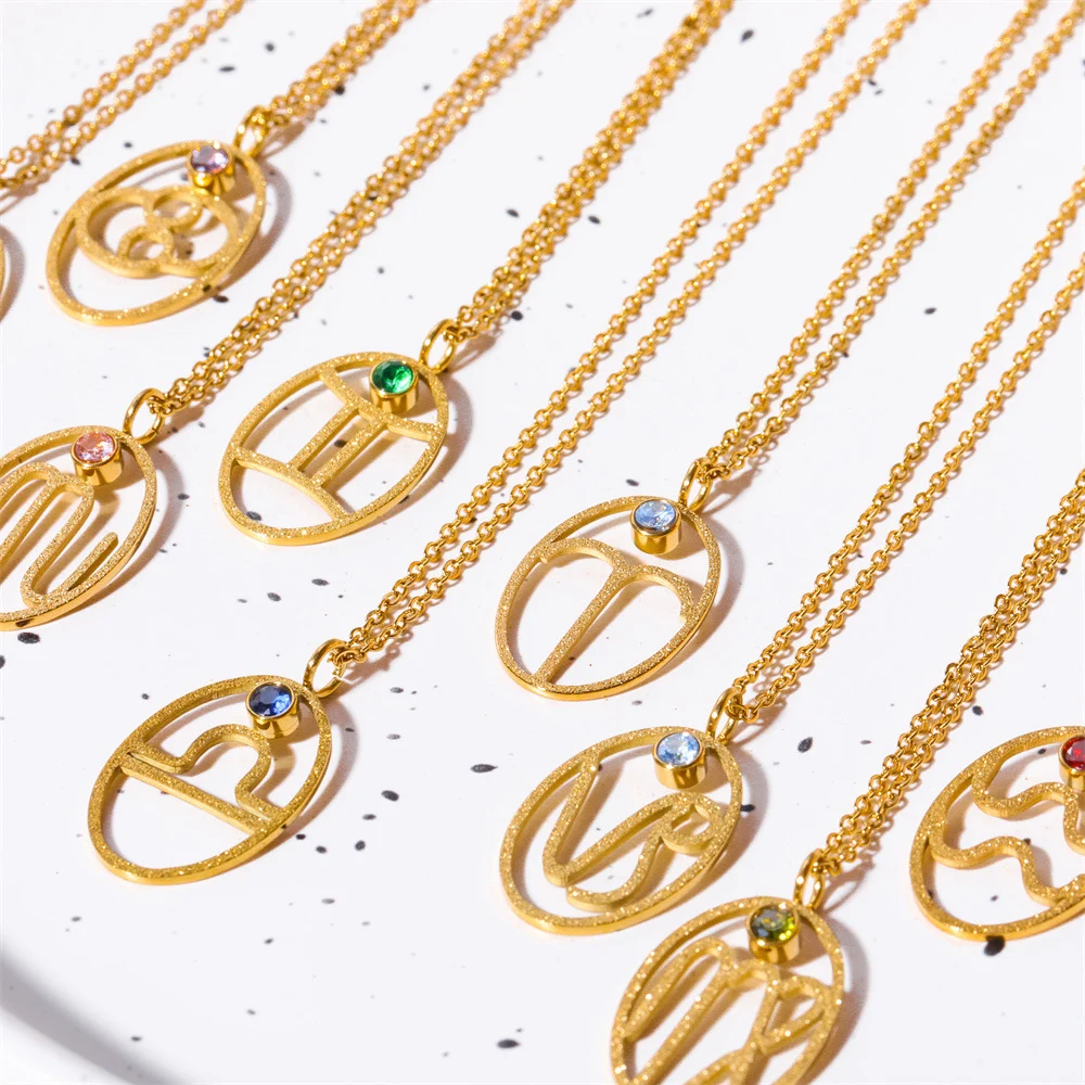 Naszyjnik zodiaku dla kobiet Baran Lew Ryby Strzelec 12 konstelacji Łańcuchy na szyję ze stali nierdzewnej Biżuteria Prezenty urodzinowe dla dziewczynki