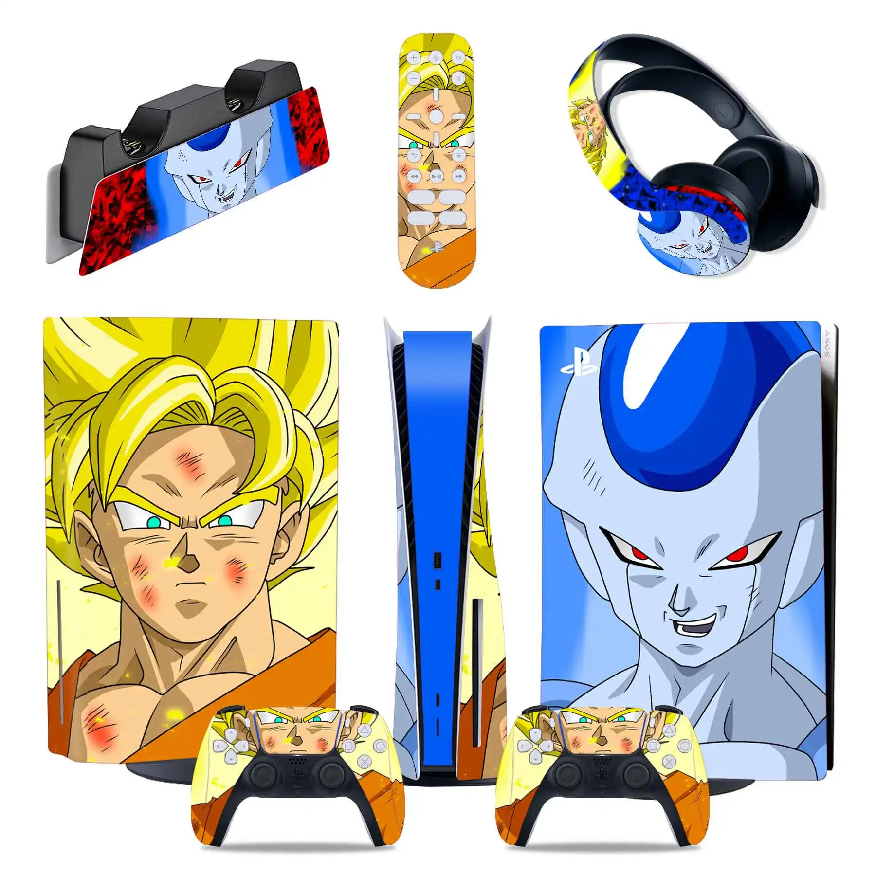 Dragon Ball Goku PS5 Disc Edition Skin Anime Sticker Decal Cover For PlayStation 5 Console Controller 5 in 1 Skin Sticker Vinyl