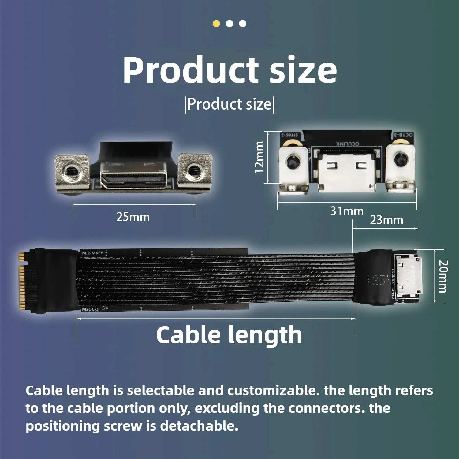 PCIE 4.0 X4 M.2 M-Key NVMe To Oculink 4i SFF-8612 Adapter Extension Cable Full Baffle Gen4 64G For Laptops Mini PC External EGPU
