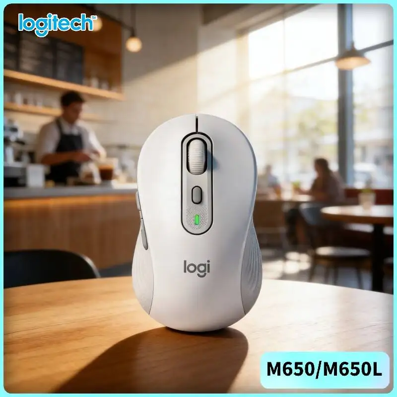 Logitech M650 Wireless Ergonomic Mouse - 90% Quieter Clicks Recycled Plastic Components Rubber Grips 20-Month Bluetooth Battery