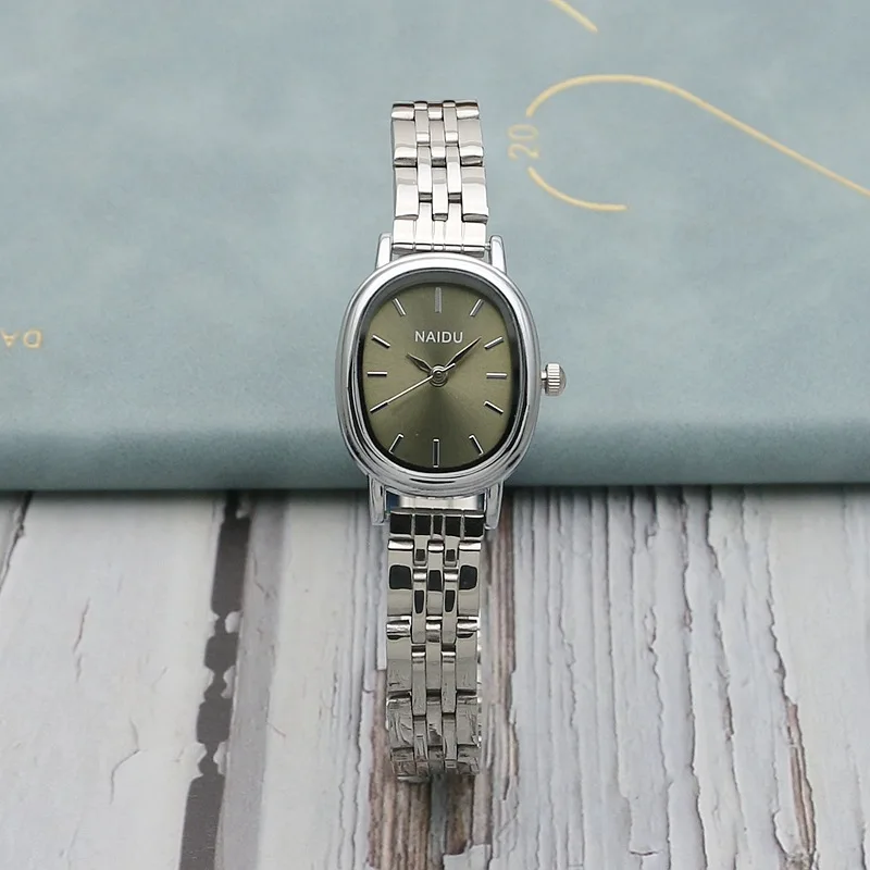 

Роскошный овальный корпус, женские кварцевые часы, простая шкала циферблата, женские наручные часы с ремешком из нержавеющей стали, классические серебряные часы, подарки Reloj