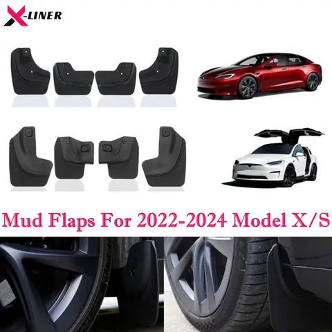 2022-2024 테슬라 모델 X 모델 S용 머드 플랩, 스플래시 가드, 타이어 보호대, 드릴링 불필요, 모델 X/S용 머드 가드