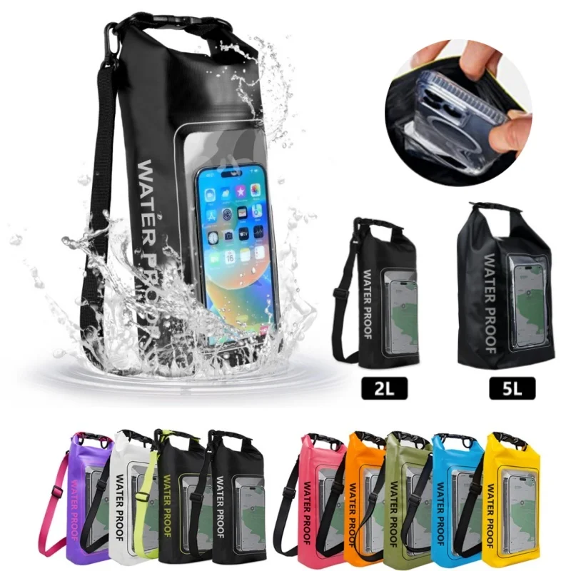 2/5L Dry Bag Touch Screen Waterproof Bags For Trekking Drifting Rafting Surfing kayak Outdoor Sports Bags Camping Equipment