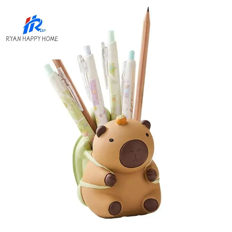 

Capybara-Themed Desk Pen Holder, Resin Craft Cartoon Pencil Storage Box For Home Office
