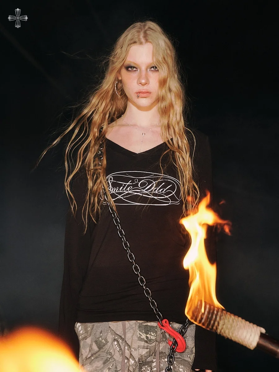 

Casual Long Sve V-Ne Loose Fit Street Sle Dancing Jazz Top Women's T-irt Comfortable Breathable Cotton Polyester Blend