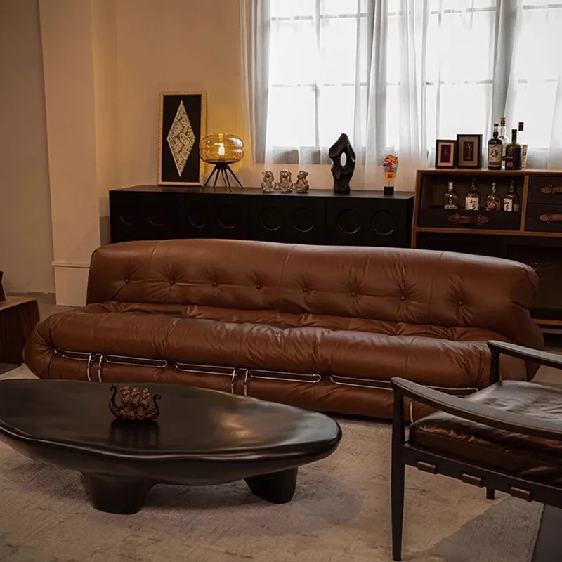 

Customizable designer wabi-sabi leather sofa