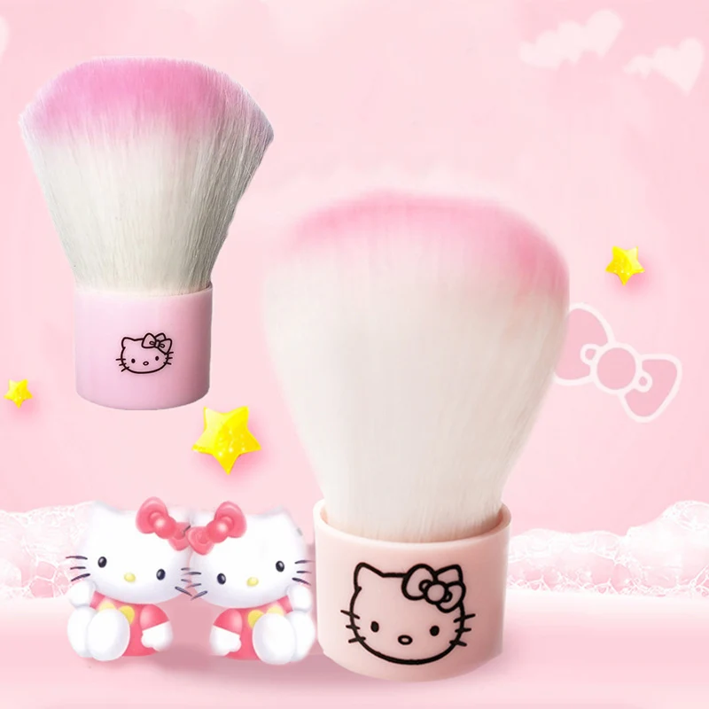 1Pcs Kawaii Hello Kts Nail Art Brush Cartoon Anime Kt Cat Pink Soft Clean Portable Manicure Mushroom Brush Nail Patch Tools Gift