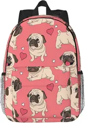 Funny Cartoon Pug Puppy Dog Print Adults Backpack Lightweight Backpacks For Hiking Work Laptop Backpack Men Women