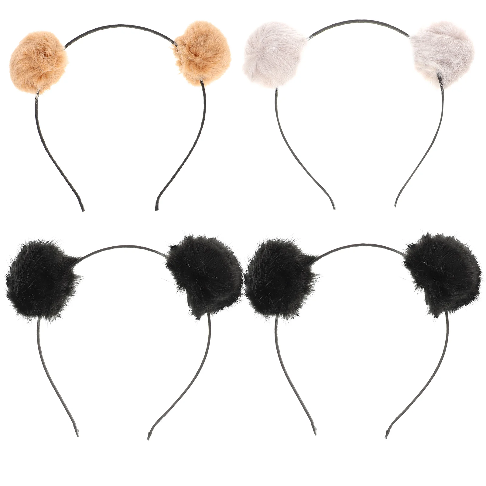 

4 Pcs Pom Headband Headwear Accessory Girls Headbands Modeling Kids Fuzzy Child