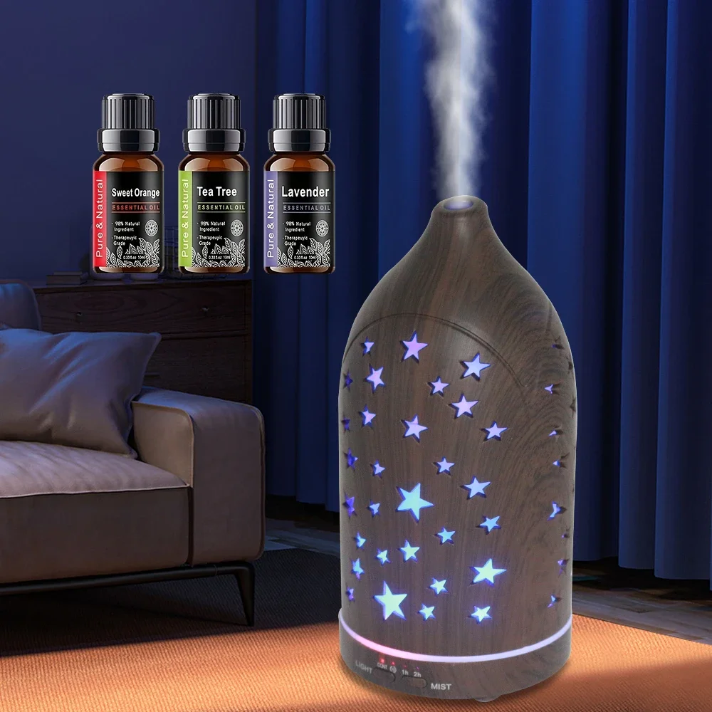 

7-цветный увлажнитель воздуха со звездами и аромадиффузор, диффузор эфирного масла с ночником, ультра тихий ароматизатор, авто