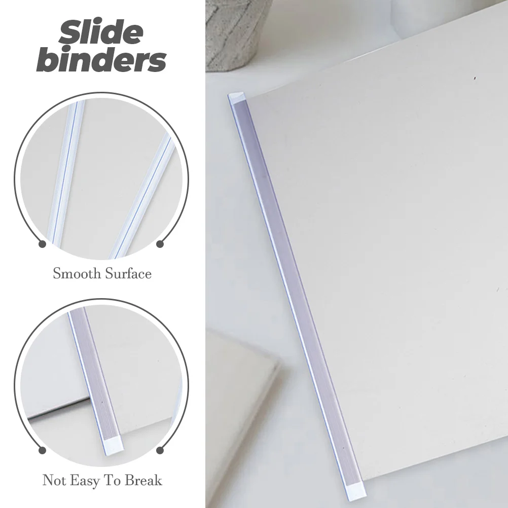 

40Pcs Transparent Plastic Slide Binders Slide Grip Binding Bars for Report Covers Loose Leaf Binder Report Covers Sliding Bar