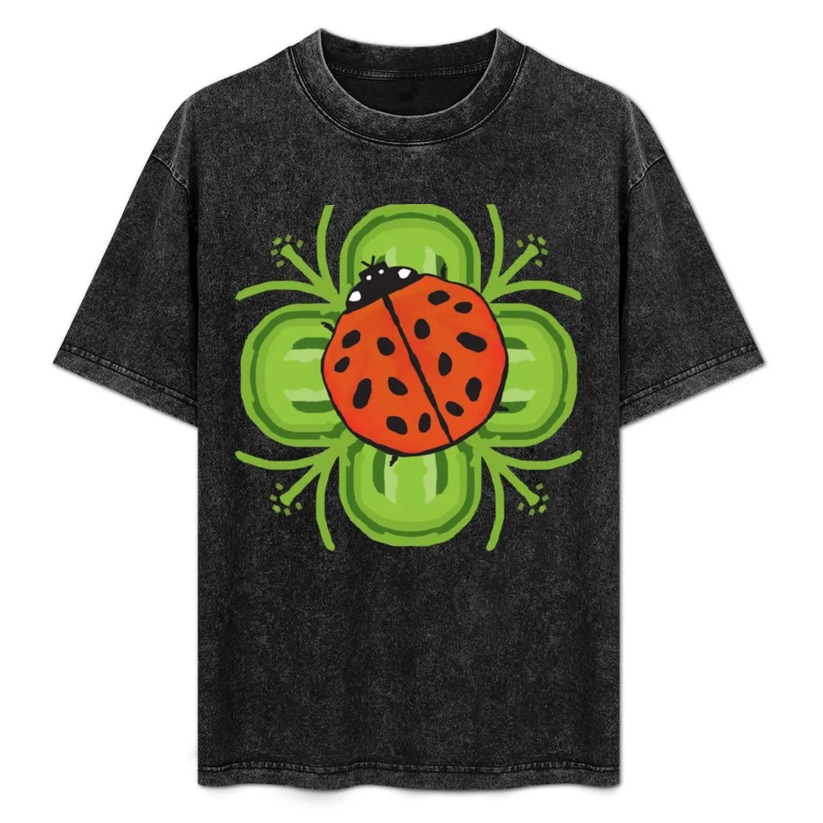 

Cute Ladybug on a Four Leaf Clover T-Shirt summer top Louboutins custom t shirt anime clothes mens t shirts