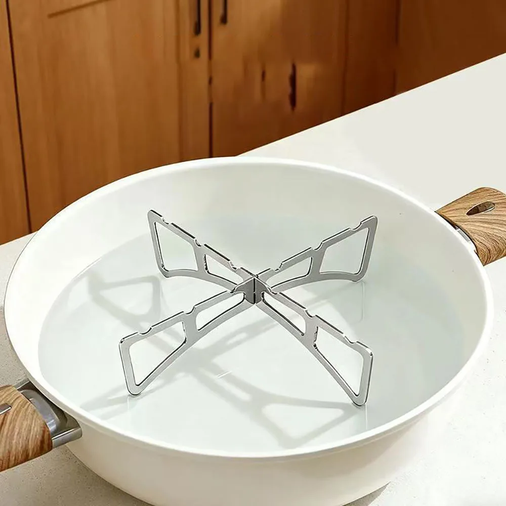 4pcs Creative Mini Stainless Steel Cross Steaming Rack Portable Foldable Steaming Rack Kitchen Accessories Outdoor Camping Tool