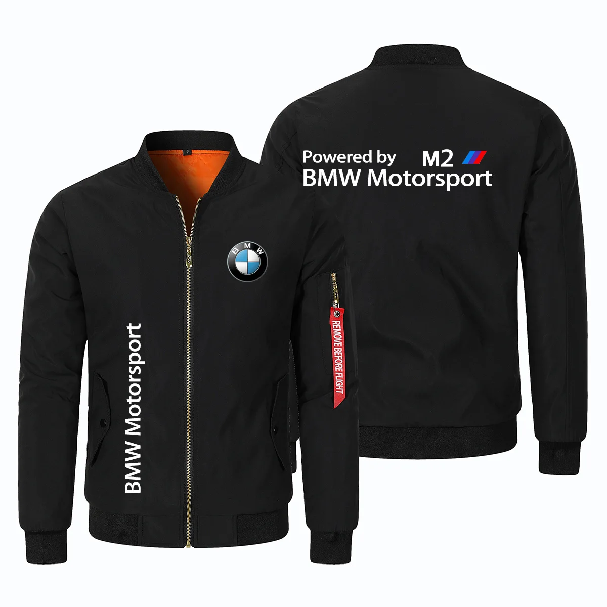 Jaket sepeda motor BMW pria dan wanita, mantel penerbangan Logo BMW tebal dengan jaket ritsleting katun